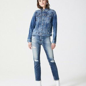 AG Isabelle High Rise Crop Distressed Torn Jean in 17 Years Free Spirit
